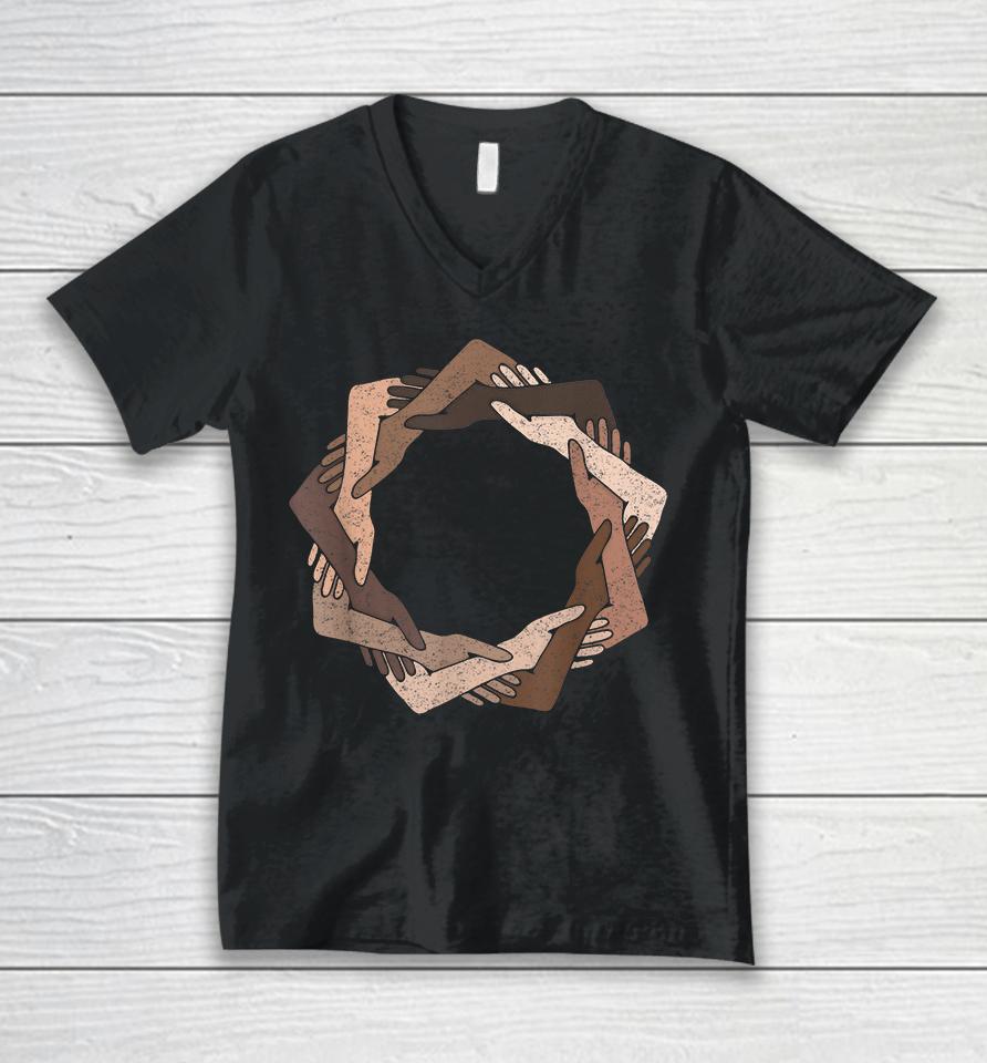 We Are One Human Family Nine Pointed Star Unisex V-Neck T-Shirt