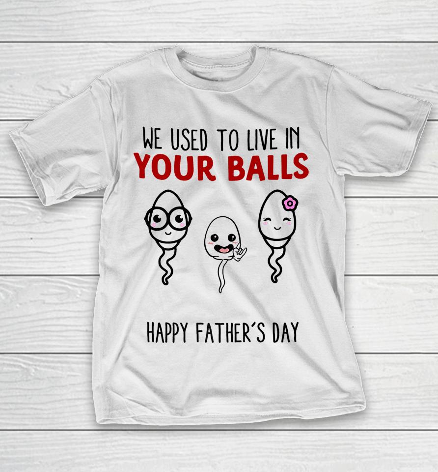 We Used To Live In Your Balls Happy Father's Day Funny T-Shirt