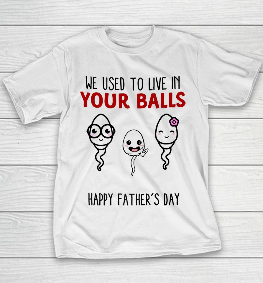 We Used To Live In Your Balls Happy Father's Day Funny Youth T-Shirt