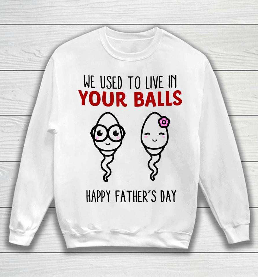 We Used To Live In Your Balls Happy Father's Day Funny Sweatshirt