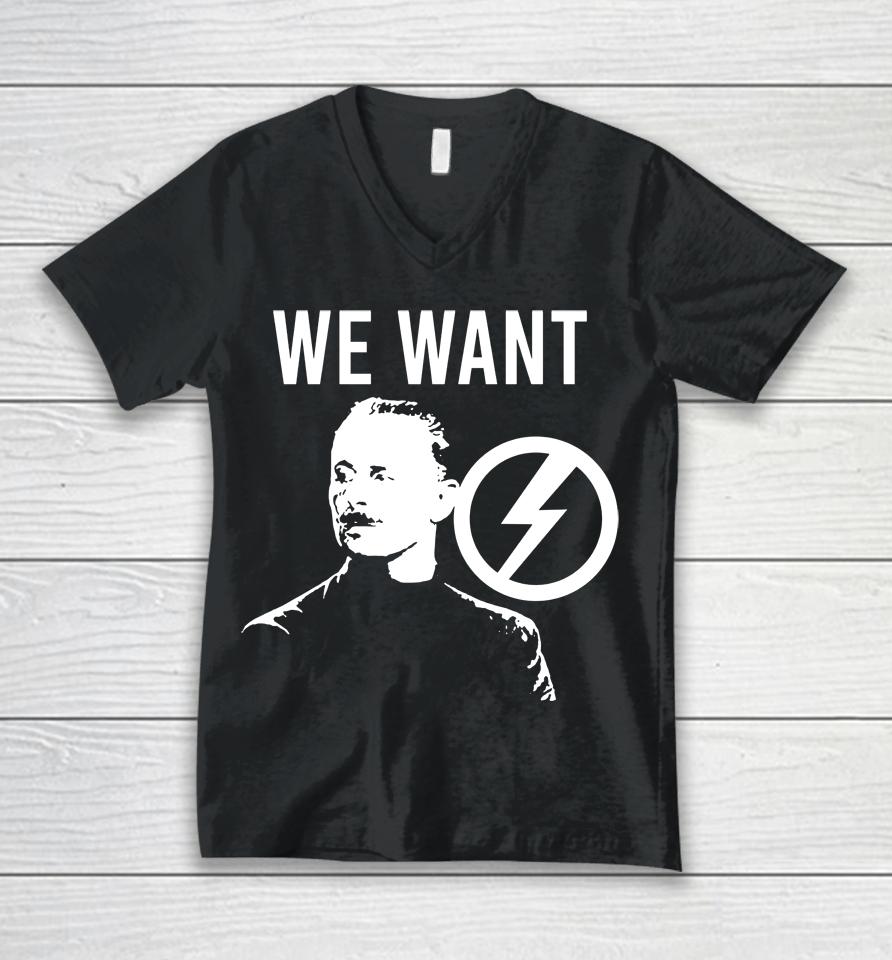 We Want Oswald Mosley The Rage Against Rally Unisex V-Neck T-Shirt