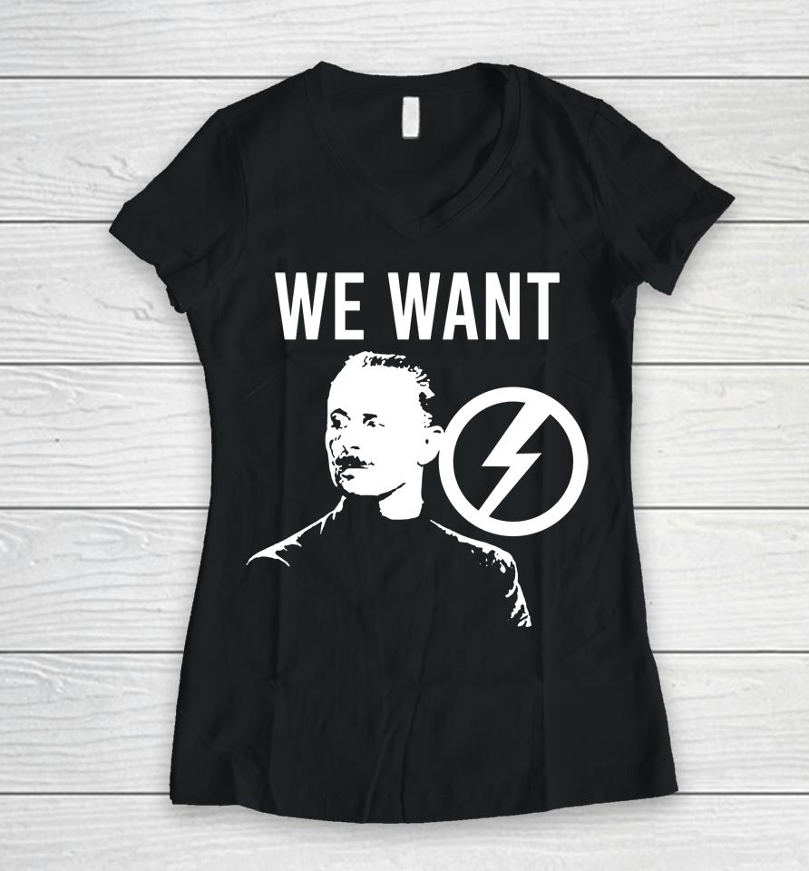 We Want Oswald Mosley The Rage Against Rally Women V-Neck T-Shirt