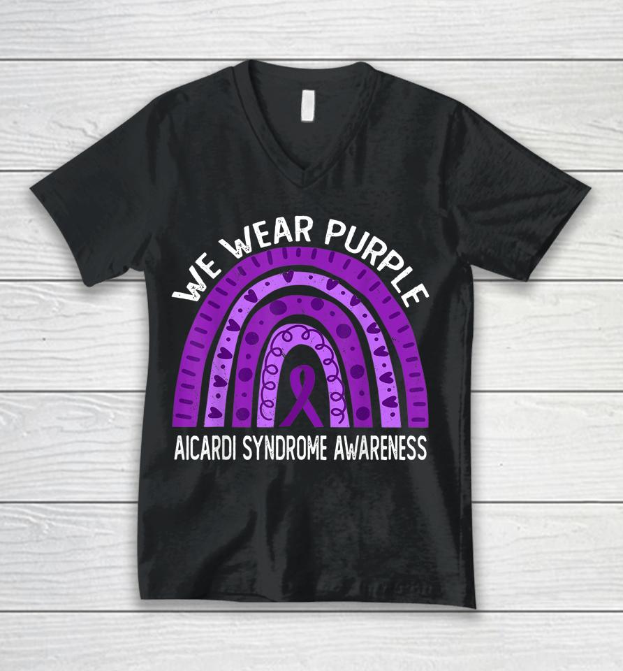 We Wear Purple For Aicardi Syndrome Awareness Unisex V-Neck T-Shirt