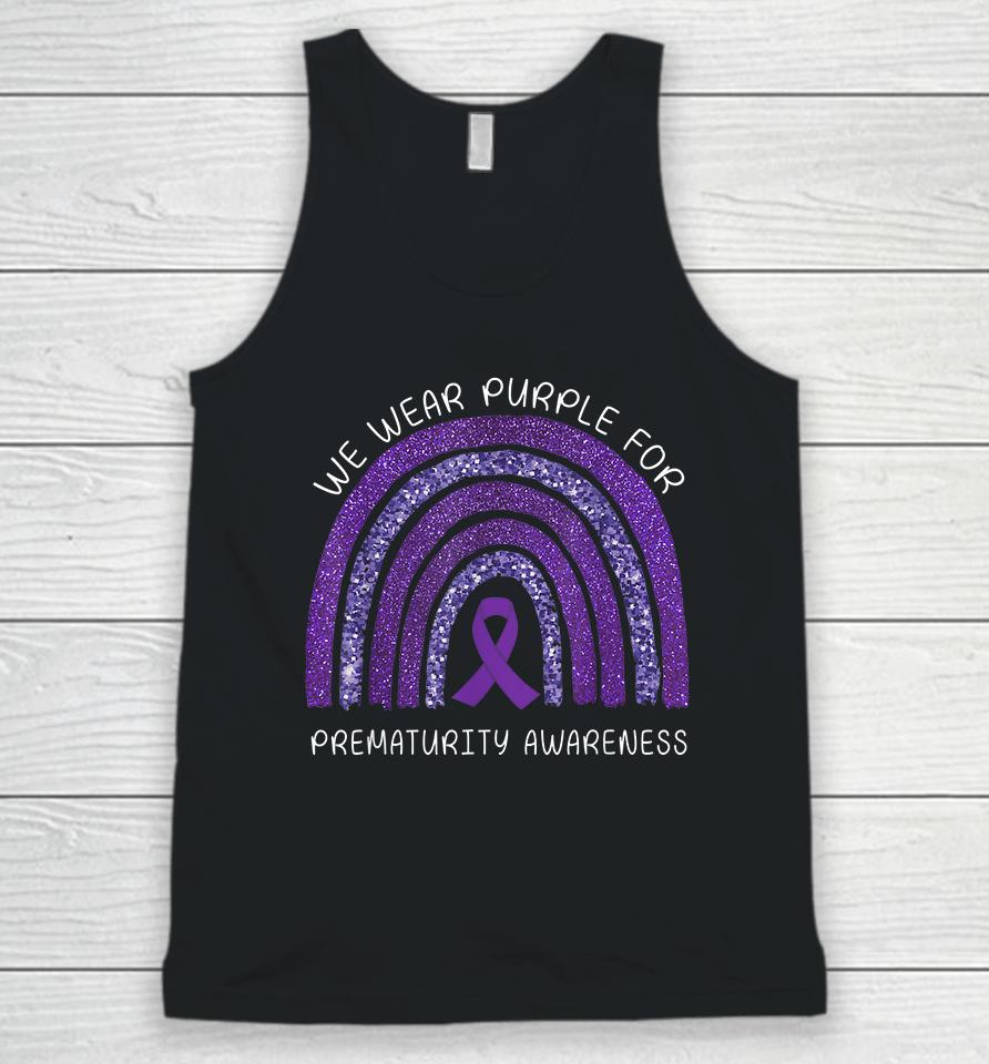 We Wear Purple Rainbow For Prematurity Awareness Unisex Tank Top
