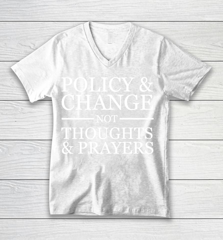 Wear Orange Gun Violence Policy &Amp; Change Not Thoughts Prayer Unisex V-Neck T-Shirt
