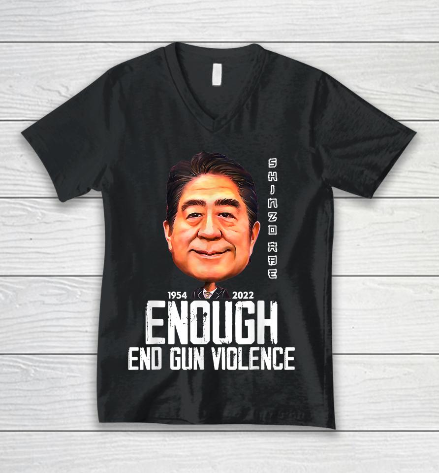 Wear Orange Shinzo Abe Enough End Gun Violence Unisex V-Neck T-Shirt