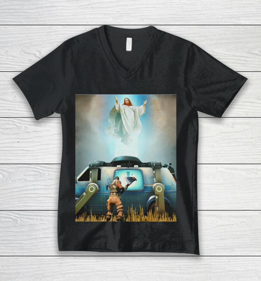Wearable Clothing Merch Jesus Resurrection X Fortnite Unisex V-Neck T-Shirt