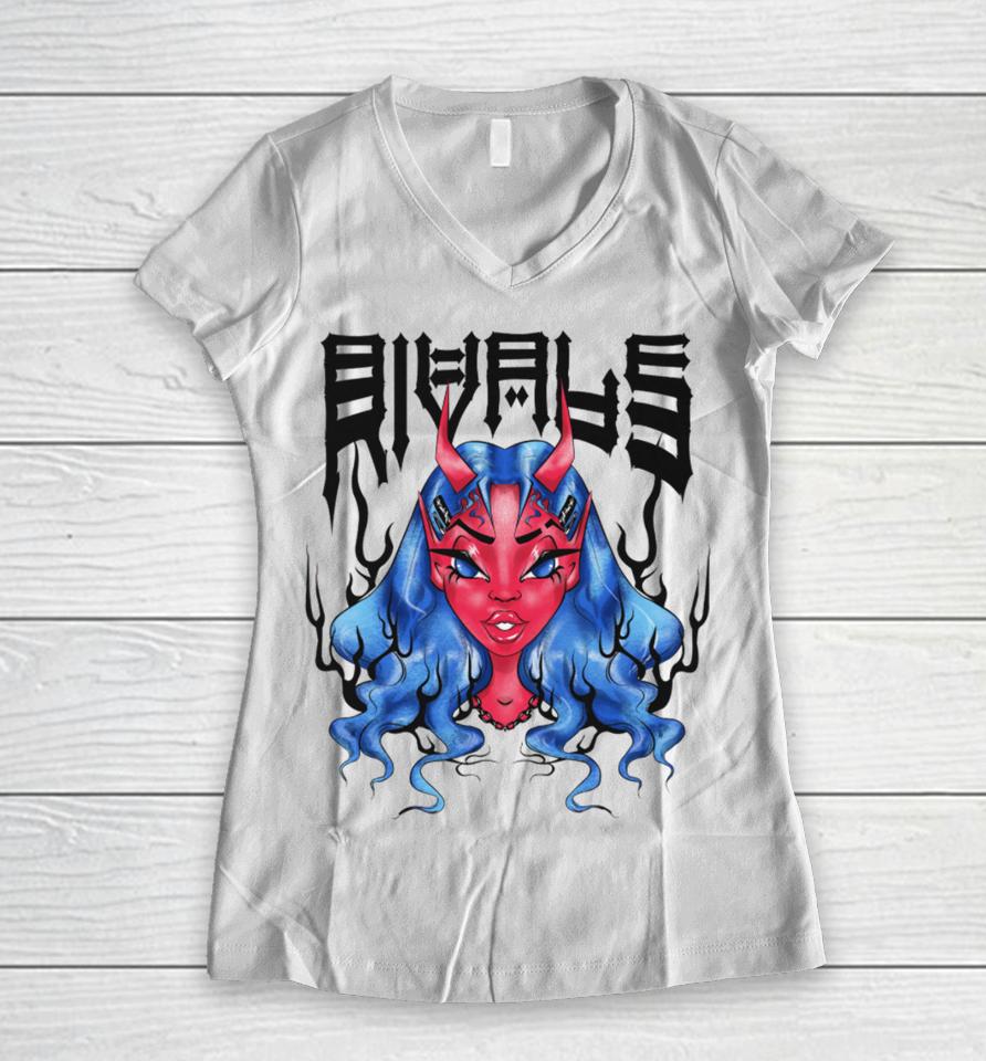 Wearervls Rivals Copy Of Demon Girl Women V-Neck T-Shirt