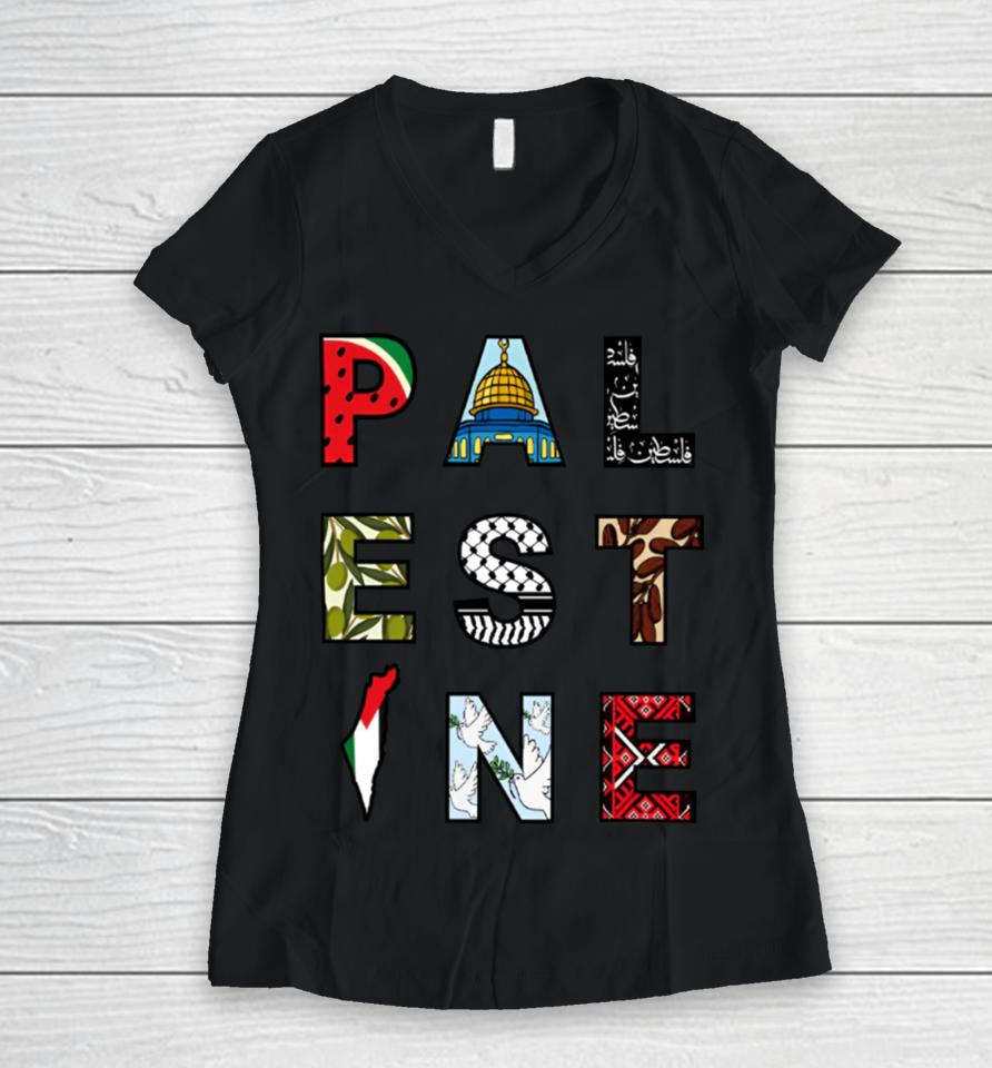 Wearitproud Merch Windows To Palestine Women V-Neck T-Shirt