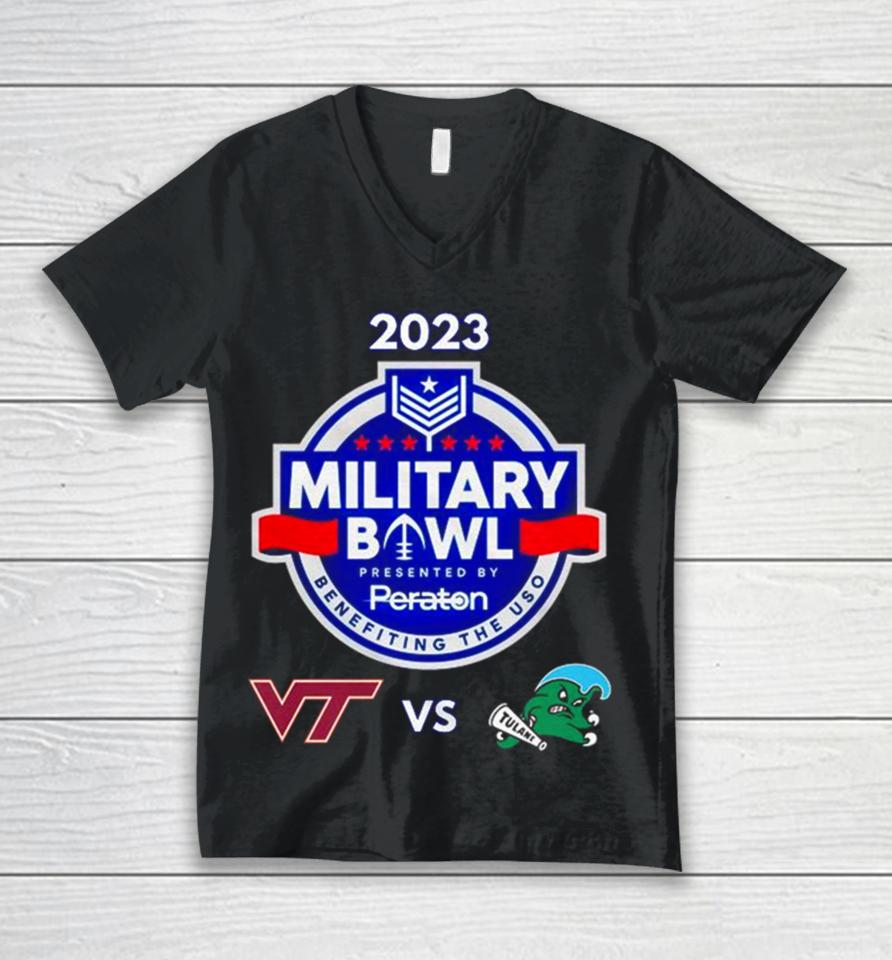 Wednesday December 27Th 2023 Military Bowl Virginia Tech Vs Tulane Navy Marine Corps Mem Stadium Annapolis Md Unisex V-Neck T-Shirt