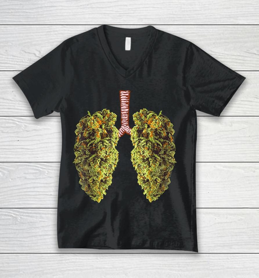 Weed Lung Marijuana Bud Funny Unisex V-Neck T-Shirt