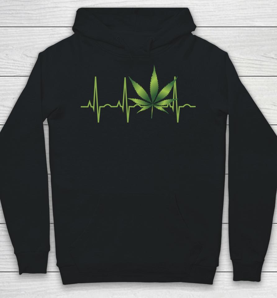 Weed Marijuana Leaf Heartbeat Gift Hoodie