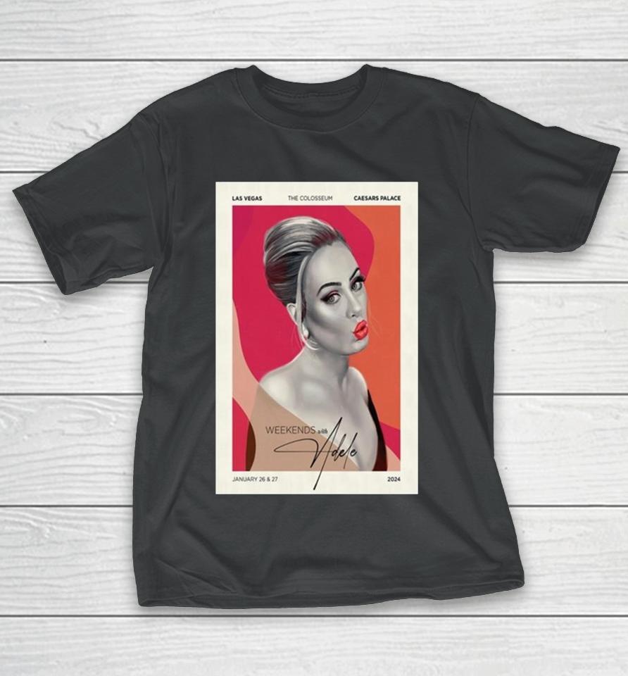Weekends With Adele The Colosseum Caesars Palace, Las Vegas January 26 &Amp; 27, 2024 Tour T-Shirt