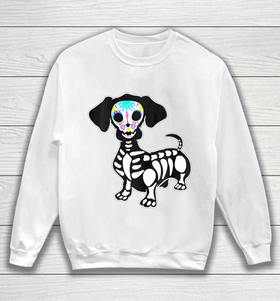 Weiner Dog Skull Dachshund Dog Halloween Tshirt Pumpkin Sweatshirt