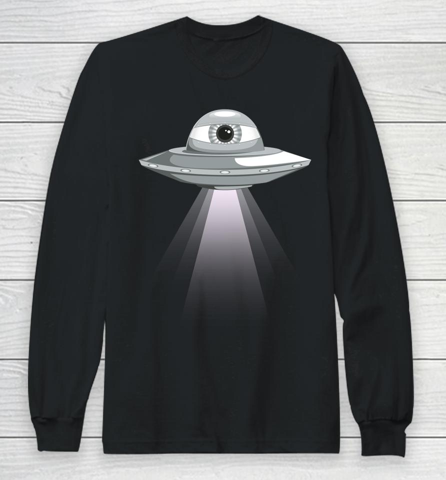 Weirdcore Aesthetic Ufo Eyeball Alien Abduction Oddcore Long Sleeve T-Shirt