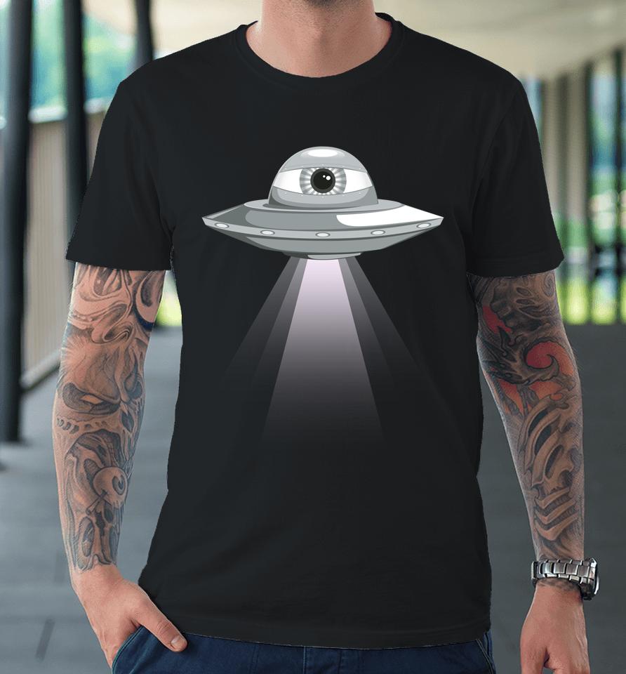 Weirdcore Aesthetic Ufo Eyeball Alien Abduction Oddcore Premium T-Shirt