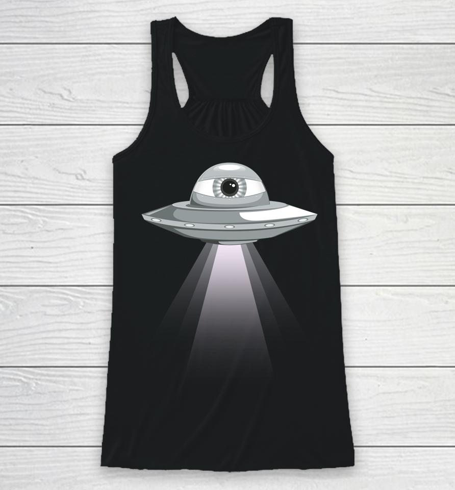 Weirdcore Aesthetic Ufo Eyeball Alien Abduction Oddcore Racerback Tank