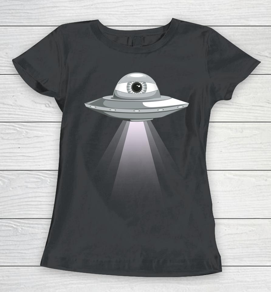 Weirdcore Aesthetic Ufo Eyeball Alien Abduction Oddcore Women T-Shirt