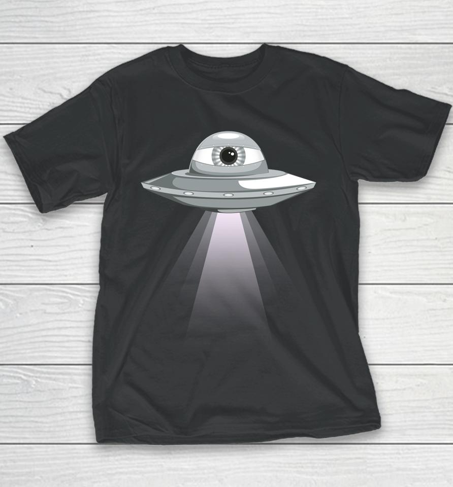 Weirdcore Aesthetic Ufo Eyeball Alien Abduction Oddcore Youth T-Shirt