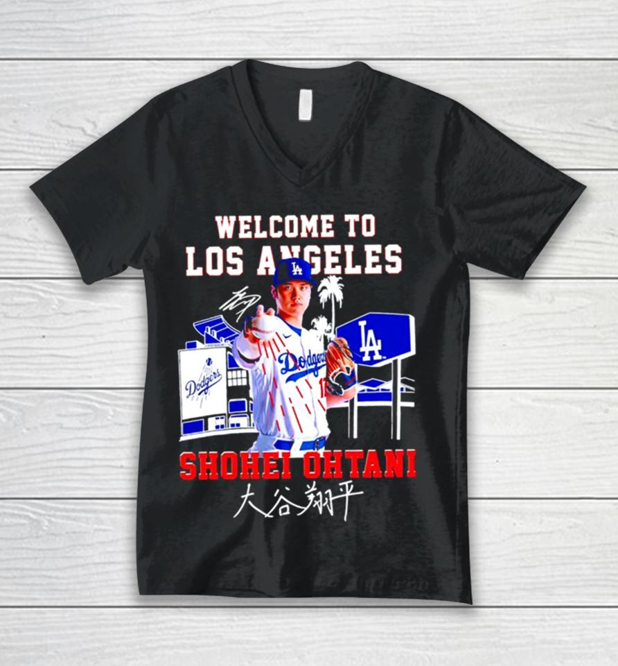 Welcome To Los Angeles Shohei Ohtani Signature Unisex V-Neck T-Shirt