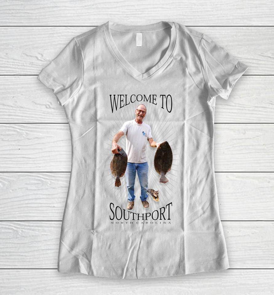Welcome To Southport Women V-Neck T-Shirt