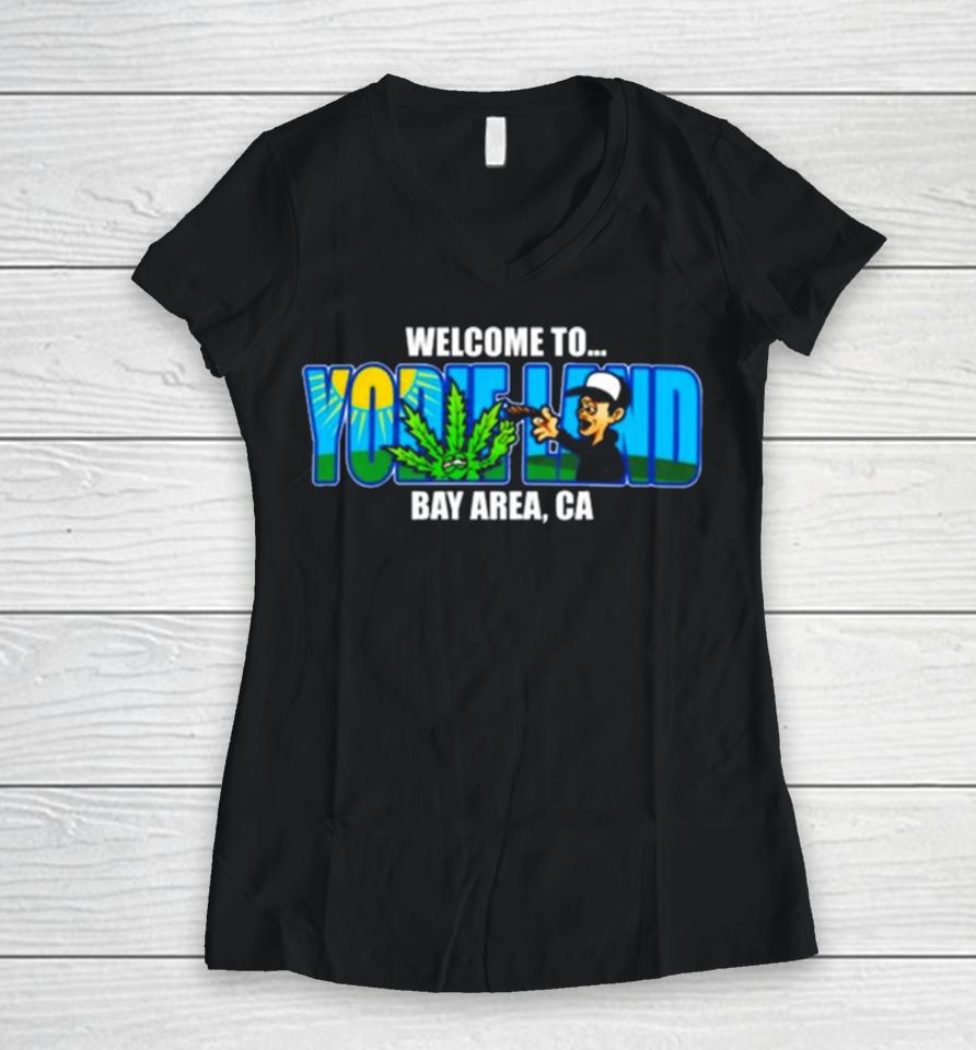 Welcome To Yodieland Bay Area Ca Logo Women V-Neck T-Shirt
