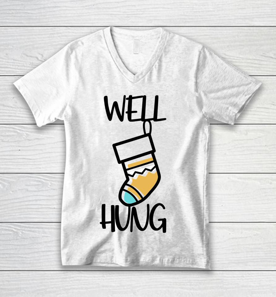 Well Hung Unisex V-Neck T-Shirt