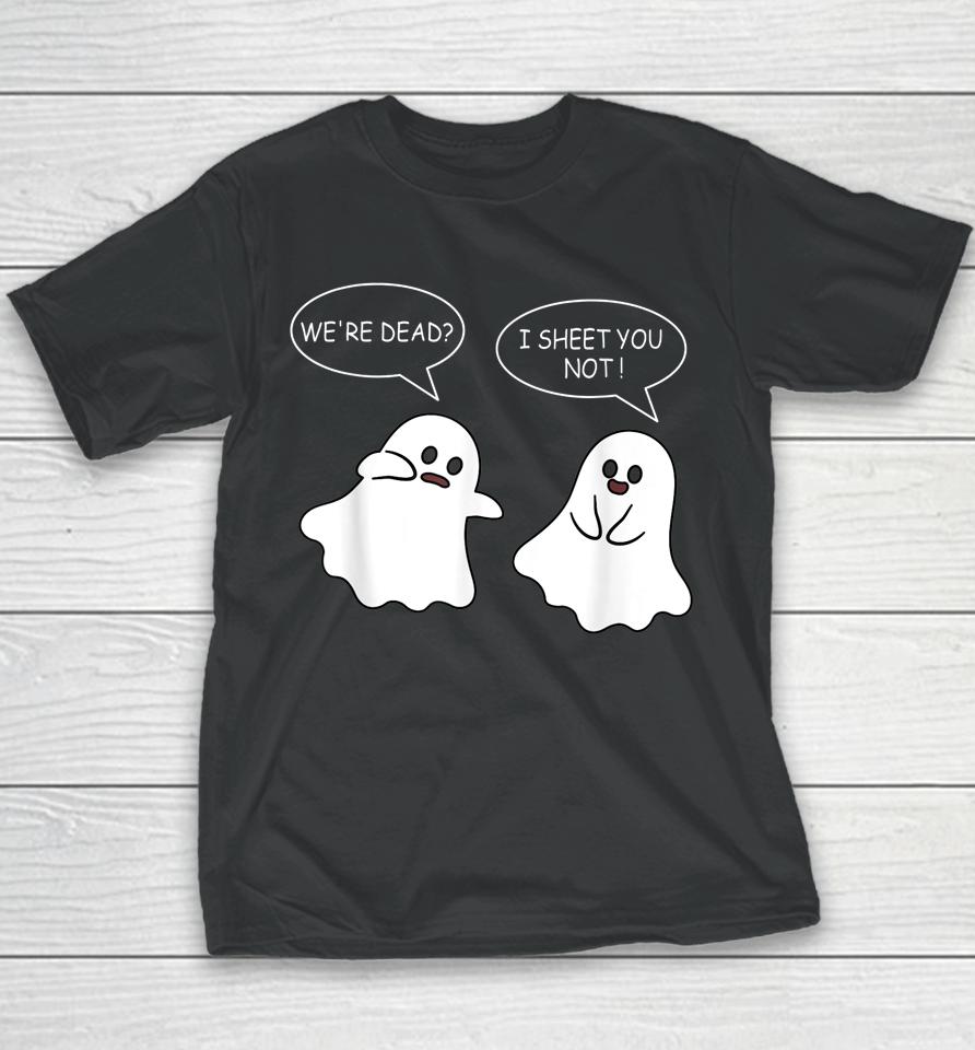 We're Dead I Sheet You Not Funny Halloween Sayings Ghosts Youth T-Shirt
