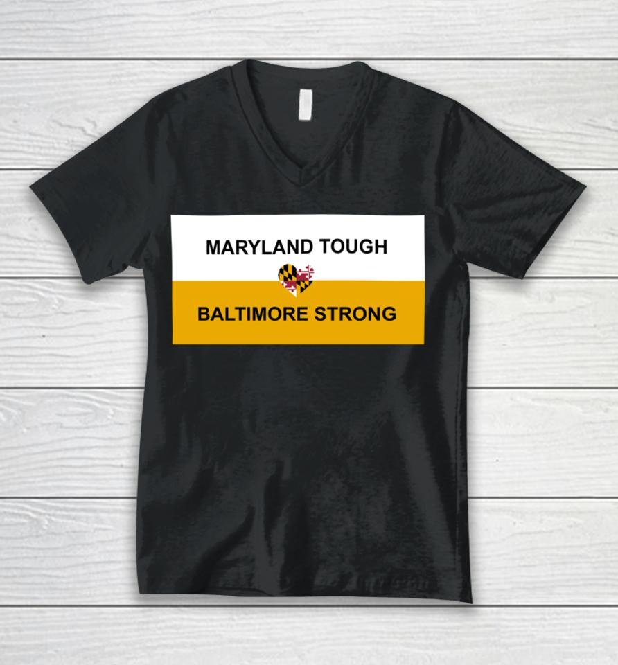 Wes Moore Maryland Tough Baltimore Strong Unisex V-Neck T-Shirt