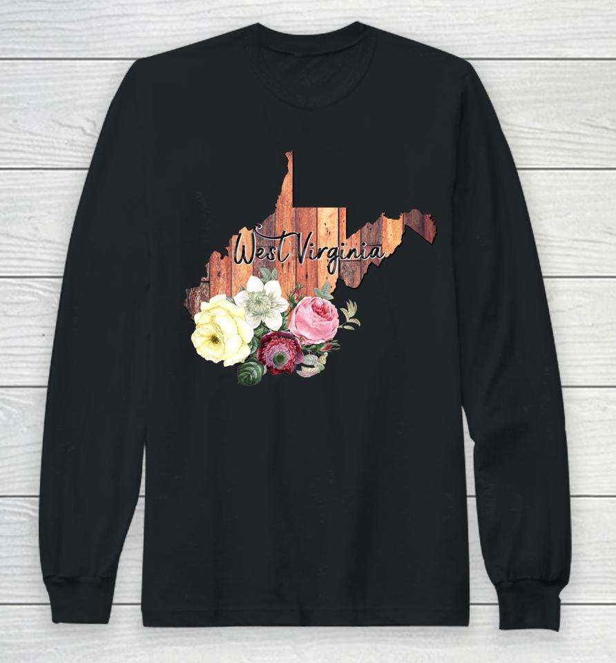 West Virginia Mountain Mama Almost Heaven Flowers Long Sleeve T-Shirt