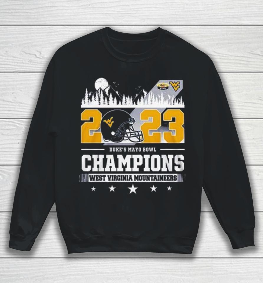 West Virginia Mountaineers Skyline 2023 Duke’s Mayo Bowl Champions Sweatshirt