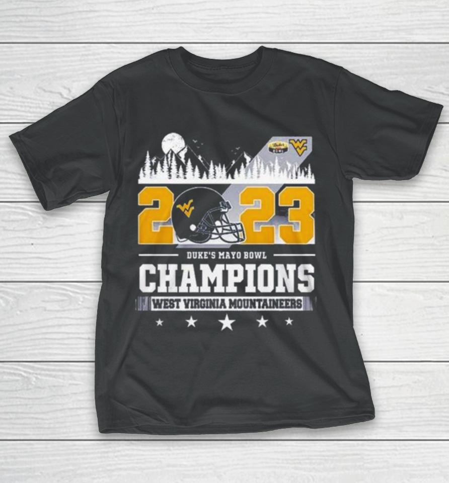 West Virginia Mountaineers Skyline 2023 Duke’s Mayo Bowl Champions T-Shirt