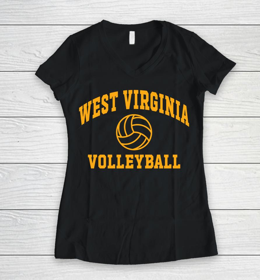 West Virginia Mountaineers Volleyball Icon Powerblend Women V-Neck T-Shirt
