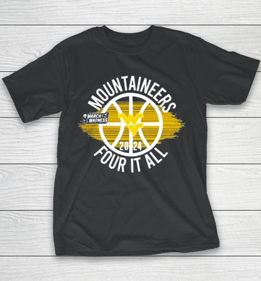 West Virginia Mountaineers Women’s Basketball Four It All Youth T-Shirt