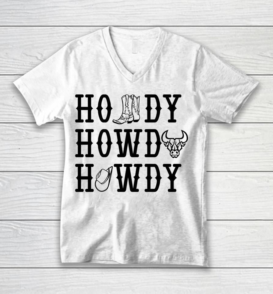 Western Cowboy Cowgirl Yee Haw Rodeo Sieg Howdy Unisex V-Neck T-Shirt
