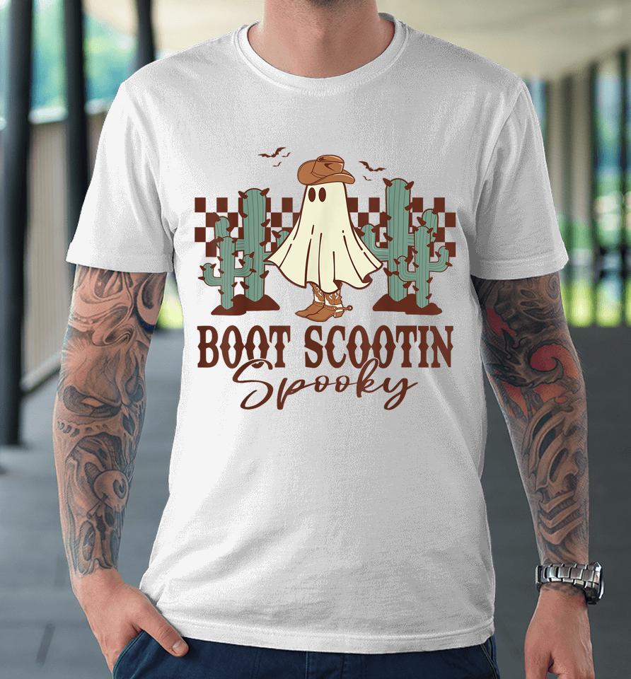 Western Halloween Cute Cowboy Ghost Boot Scootin Spooky Premium T-Shirt