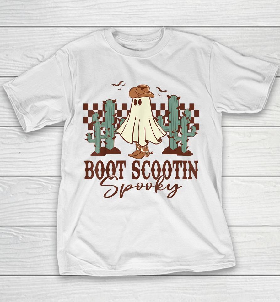 Western Halloween Cute Cowboy Ghost Boot Scootin Spooky Youth T-Shirt