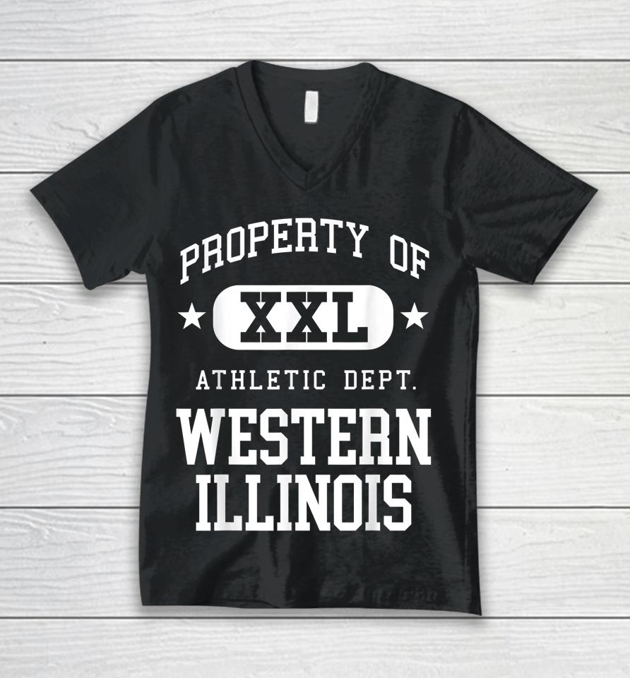 Western Illinois Xxl Athletic School Property Funny Unisex V-Neck T-Shirt