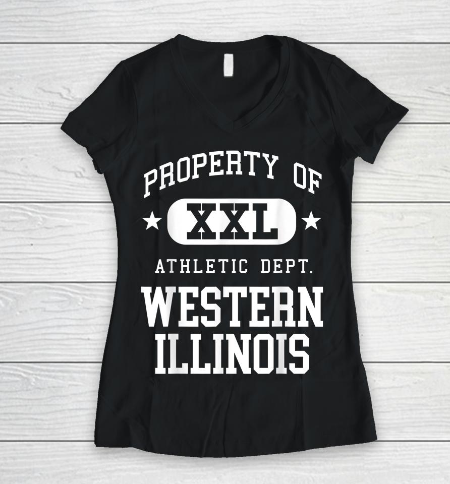 Western Illinois Xxl Athletic School Property Funny Women V-Neck T-Shirt
