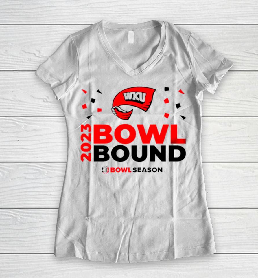 Western Kentucky Hilltoppers 2023 Bowl Bound Bowl Season Women V-Neck T-Shirt