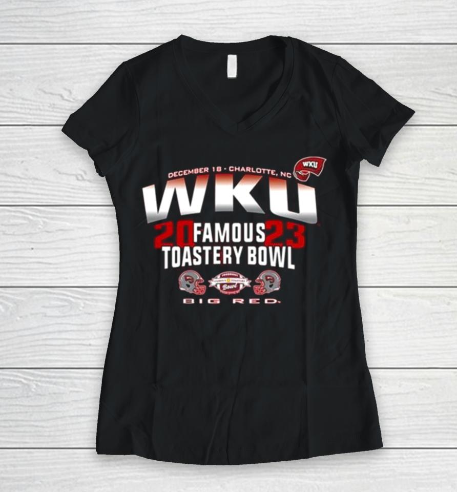Western Kentucky Hilltoppers 2023 Famous Toastery Bowl Big Red Women V-Neck T-Shirt