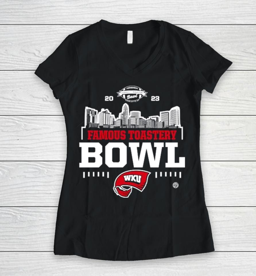 Western Kentucky Hilltoppers 2023 Famous Toastery Bowl Women V-Neck T-Shirt