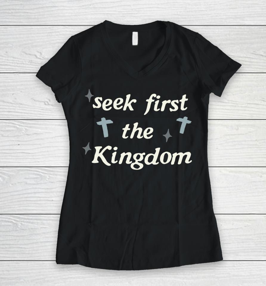 Wethebelievers Seek First The Kingdom Women V-Neck T-Shirt