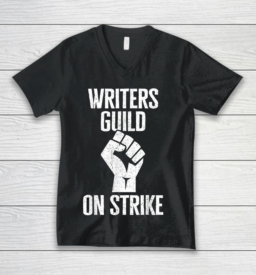 Wga America Writers Guild On Strike Anti Ai Chatbots Unisex V-Neck T-Shirt