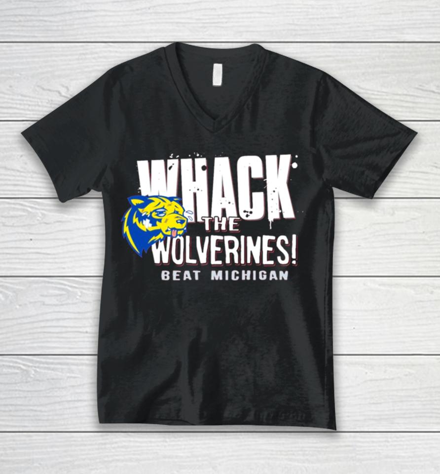 Whack The Wolverines Beat Michigan Unisex V-Neck T-Shirt