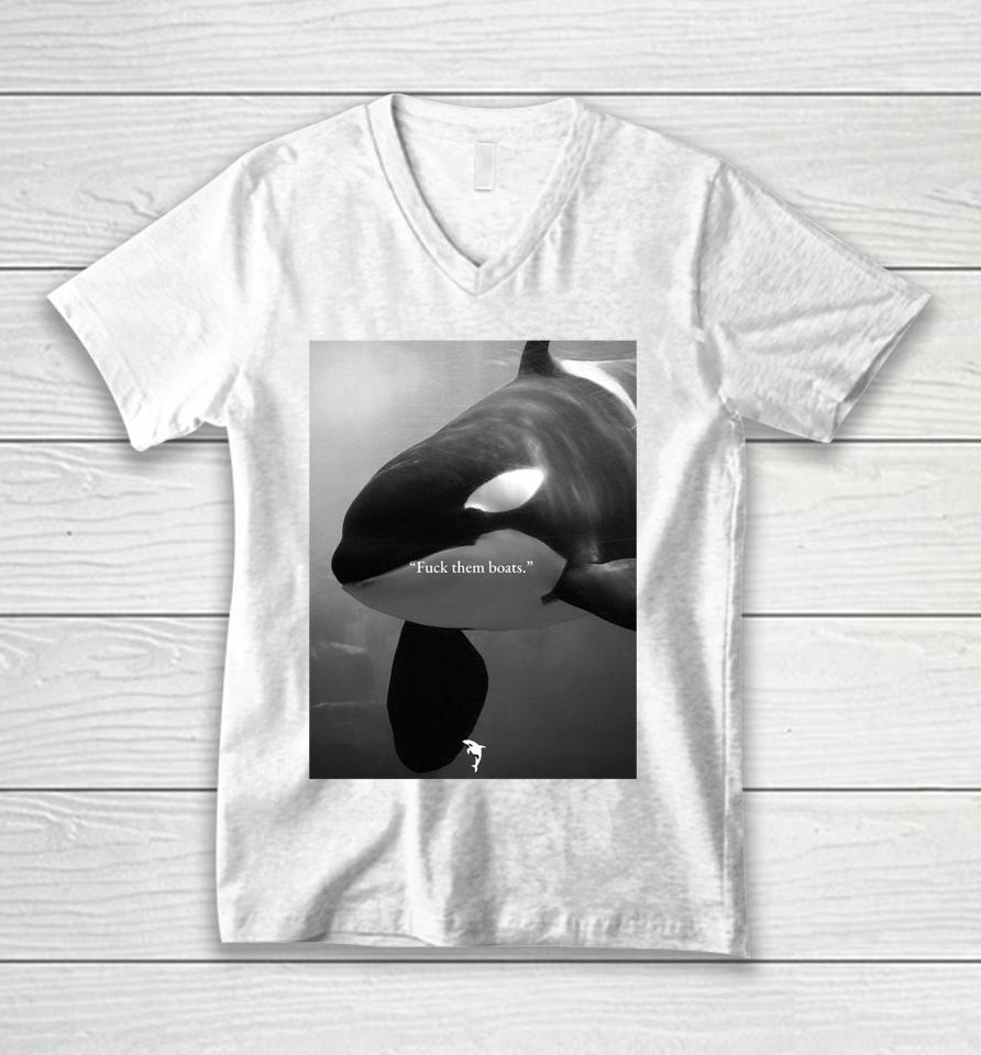 Whale Fuck Them Boats Unisex V-Neck T-Shirt