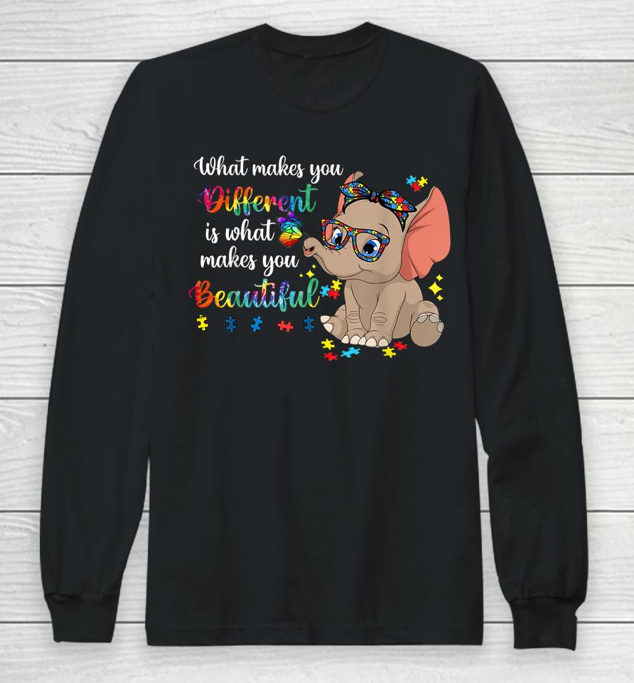 What Makes You Different Autism Awareness Kids Elephant Mom Long Sleeve T-Shirt