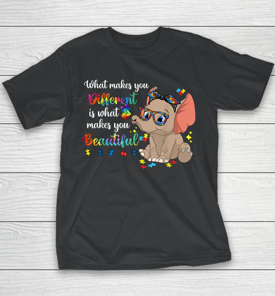 What Makes You Different Autism Awareness Kids Elephant Mom Youth T-Shirt