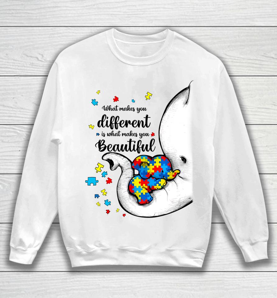 What Makes You Different Elephant Mom Autism Child Awareness Sweatshirt