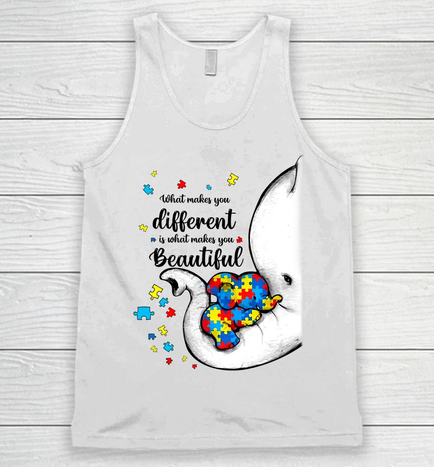 What Makes You Different Elephant Mom Autism Child Awareness Unisex Tank Top